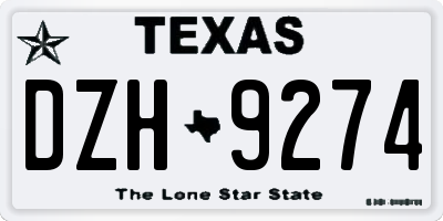 TX license plate DZH9274
