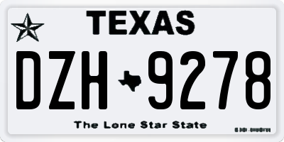 TX license plate DZH9278