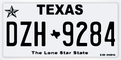 TX license plate DZH9284