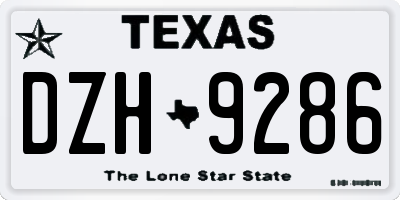 TX license plate DZH9286
