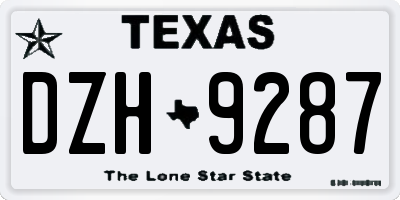 TX license plate DZH9287