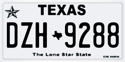 TX license plate DZH9288