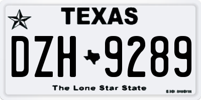TX license plate DZH9289