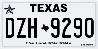 TX license plate DZH9290