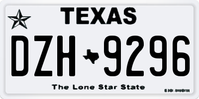 TX license plate DZH9296