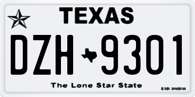 TX license plate DZH9301