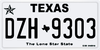 TX license plate DZH9303