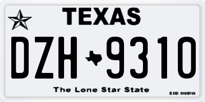 TX license plate DZH9310