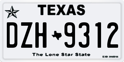 TX license plate DZH9312