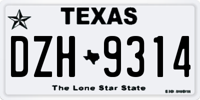 TX license plate DZH9314