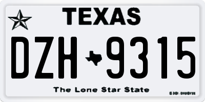 TX license plate DZH9315