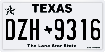 TX license plate DZH9316