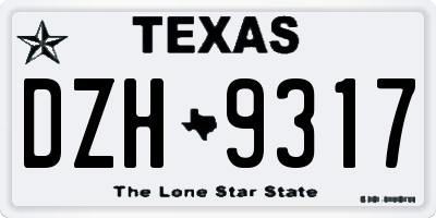 TX license plate DZH9317