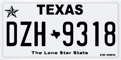 TX license plate DZH9318