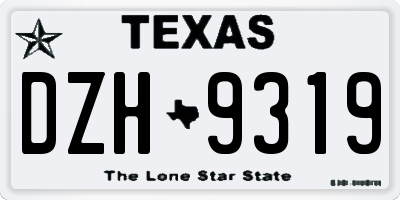 TX license plate DZH9319