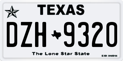 TX license plate DZH9320