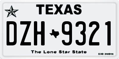 TX license plate DZH9321