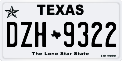 TX license plate DZH9322
