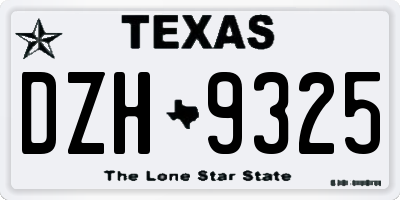 TX license plate DZH9325