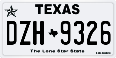 TX license plate DZH9326