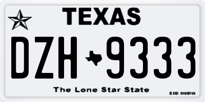 TX license plate DZH9333