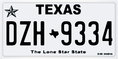TX license plate DZH9334