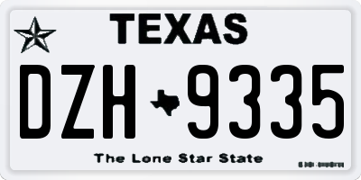TX license plate DZH9335