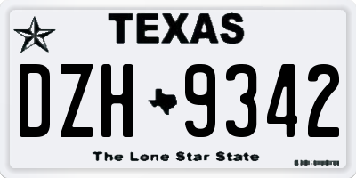 TX license plate DZH9342