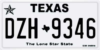 TX license plate DZH9346