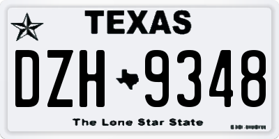TX license plate DZH9348