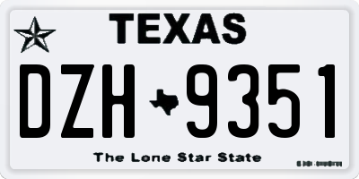 TX license plate DZH9351