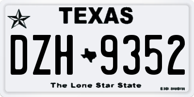 TX license plate DZH9352