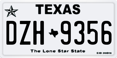 TX license plate DZH9356