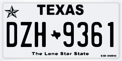 TX license plate DZH9361