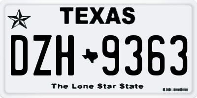 TX license plate DZH9363