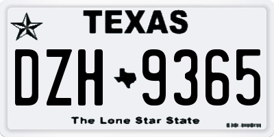 TX license plate DZH9365