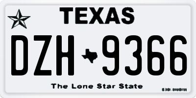 TX license plate DZH9366