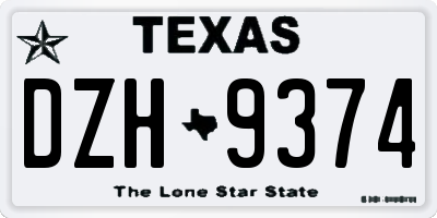 TX license plate DZH9374