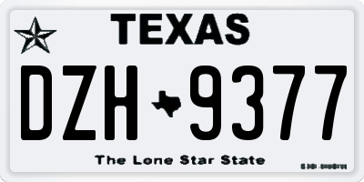 TX license plate DZH9377