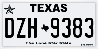 TX license plate DZH9383