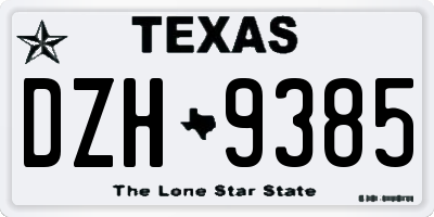 TX license plate DZH9385