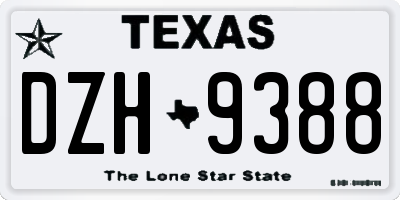 TX license plate DZH9388