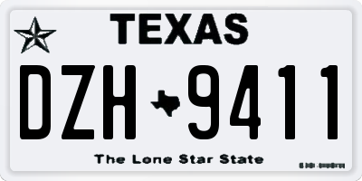 TX license plate DZH9411