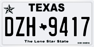 TX license plate DZH9417