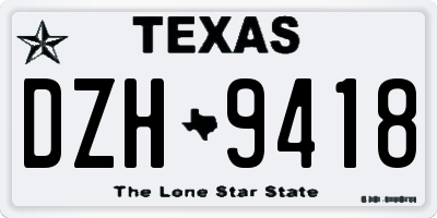 TX license plate DZH9418