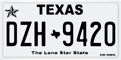 TX license plate DZH9420