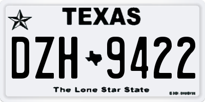 TX license plate DZH9422