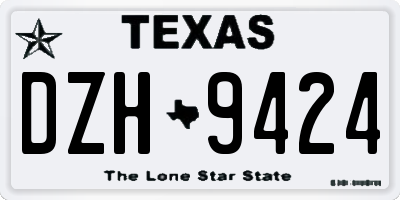 TX license plate DZH9424