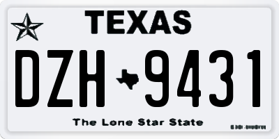 TX license plate DZH9431