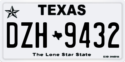 TX license plate DZH9432